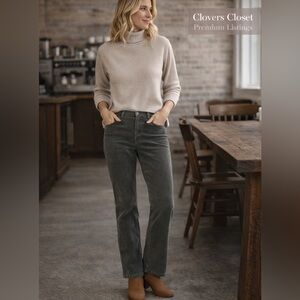 Talbots 12P Gray Corduroy Pants Women Straight Stretch